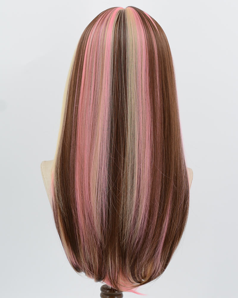 Pink Blonde Brown Synthetic Wig HW806