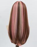 Pink Blonde Brown Synthetic Wig HW806