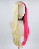 613 Blonde Half Hot Pink Synthetic Lace Front Wig WW652