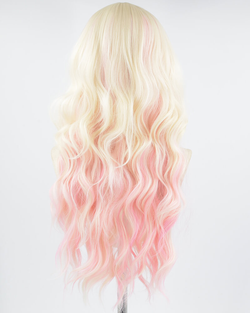 Blonde Pink Wavy Synthetic Wig HW435