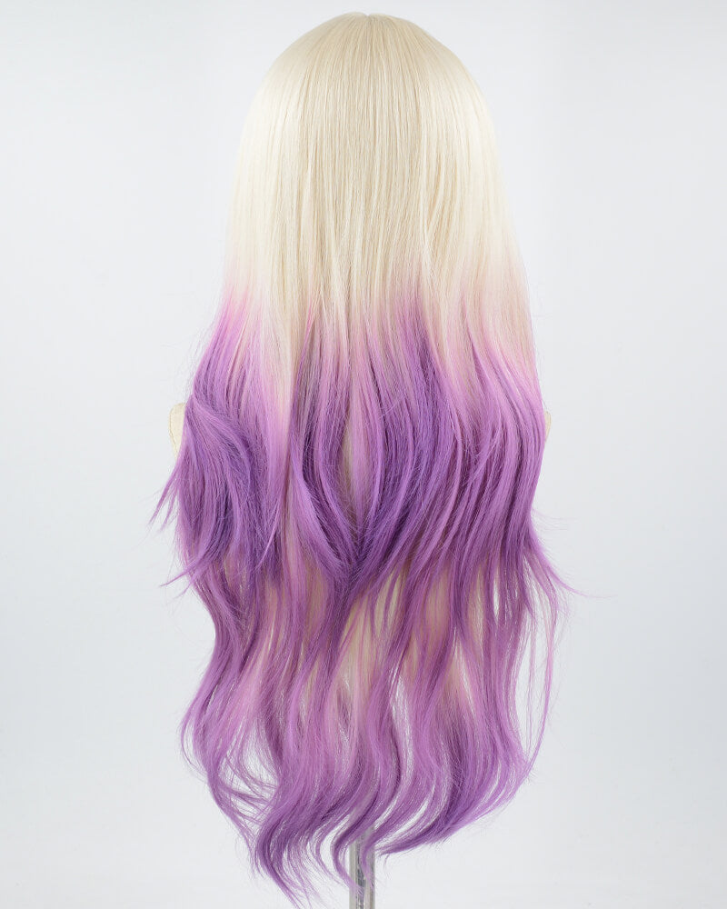Platinum Blonde Ombre Purple Synthetic Wig HW420