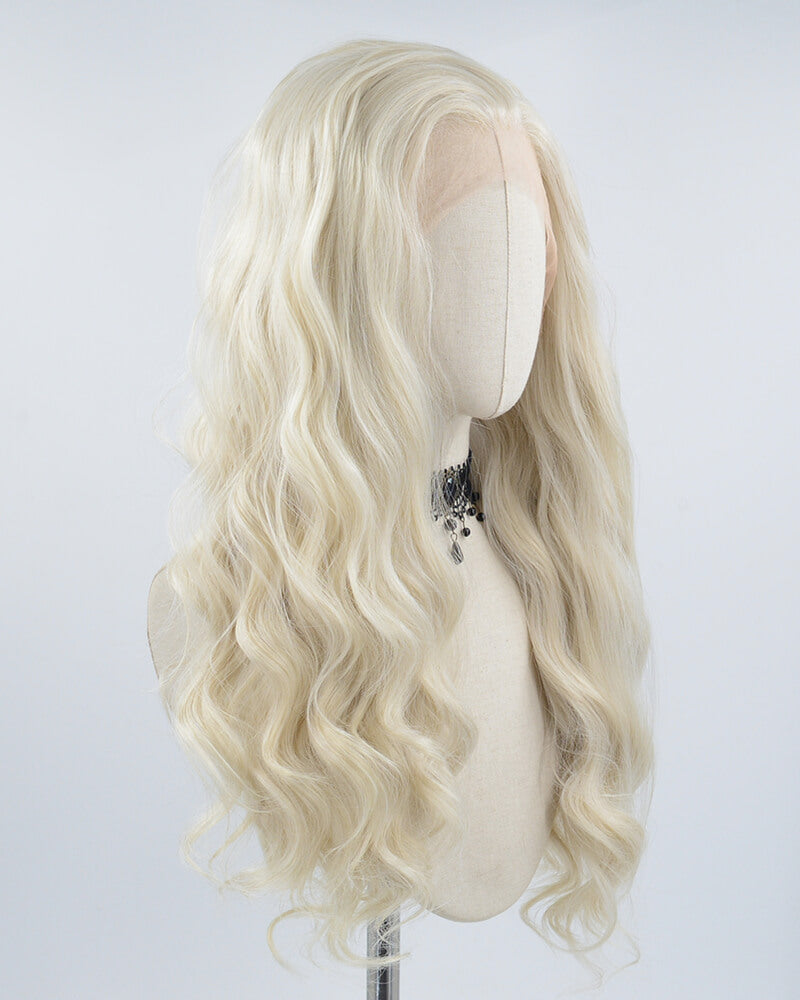 Long Ash Blonde Synthetic Lace Front Wig WW058