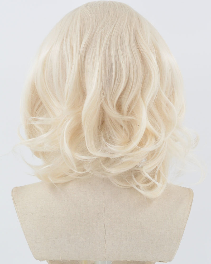 Platinum Blonde Short Wavy Synthetic Lace Front Wig HW843