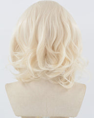 Platinum Blonde Short Wavy Synthetic Lace Front Wig HW843