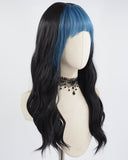 Blue Bangs Black Synthetic Wig HW315