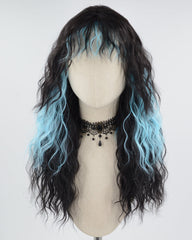 Black Ombre Blue Curly Synthetic Wig HW454