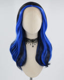 Blue Black Skunk Stripe Synthetic Lace Front Wig WW645