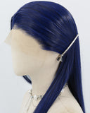 Black Blue Long Straight Synthetic Lace Front Wig WW991