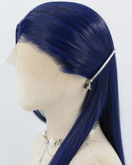 Black Blue Long Straight Synthetic Lace Front Wig WW991