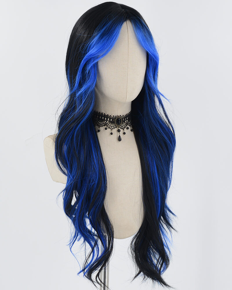 Blue Black Synthetic Wig HW556