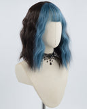 Blue Short Curly Black Synthetic Wig HW294