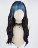 Blue Bangs Black Synthetic Wig HW315