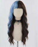 Brown Blue Curly Synthetic Wig HW547