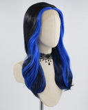 Blue Black Skunk Stripe Synthetic Lace Front Wig WW645