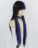 30inch Long Blue Black Synthetic Wig HW739