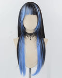 Blue Black Synthetic Wig HW753