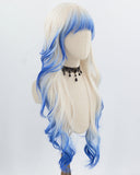Blue Ombre Blonde Wavy Synthetic Wig HW766