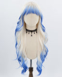 Blue Ombre Blonde Wavy Synthetic Wig HW766
