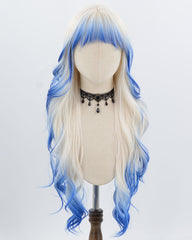 Blue Ombre Blonde Wavy Synthetic Wig HW766