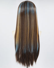 Brown Strunk Stripe Blue Synthetic Lace Front Wig WT245