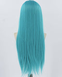 Blue Green Long Straight Synthetic Lace Front Wig WW888