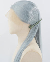 Grey Blue Long Straight Synthetic Lace Front Wig WW908