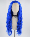 Blue Curly Long Synthetic Lace Front Wig WW586