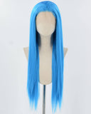 Blue Long Straight Synthetic Lace Front Wig WW859