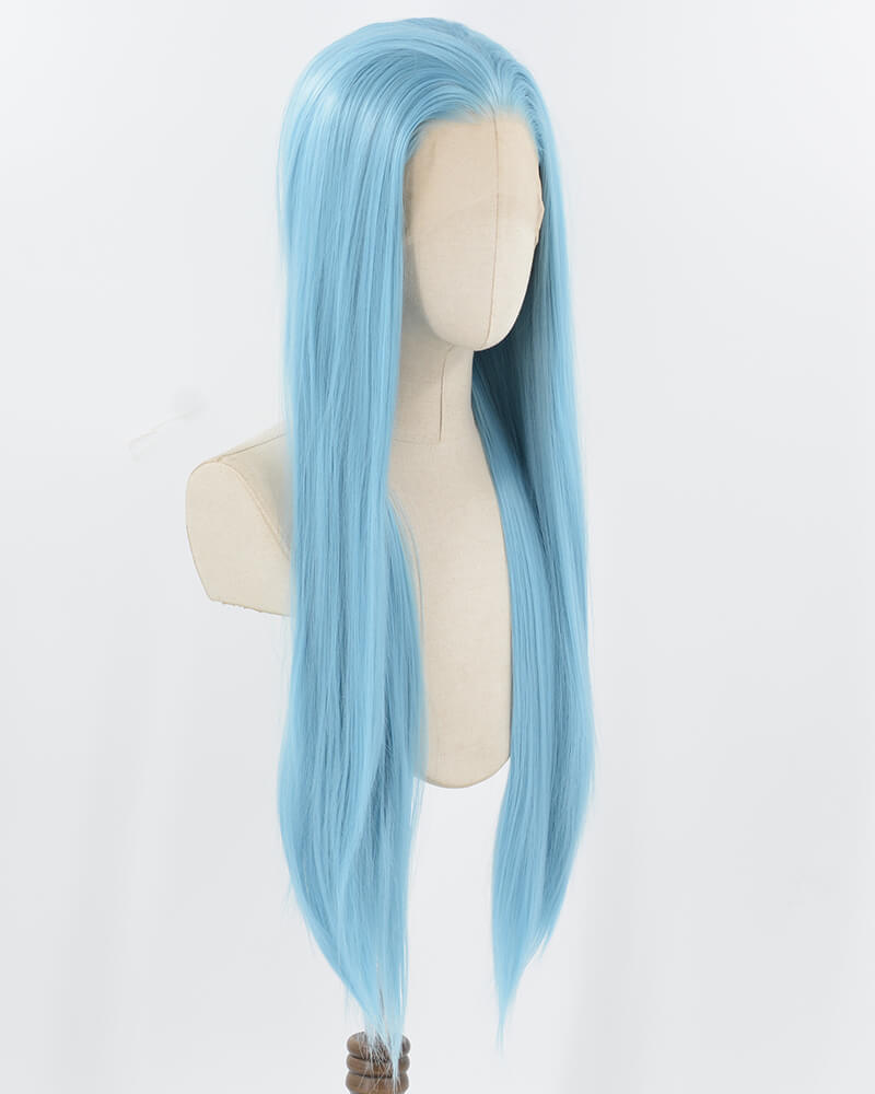 Blue Long Straight Synthetic Lace Front Wig WW951