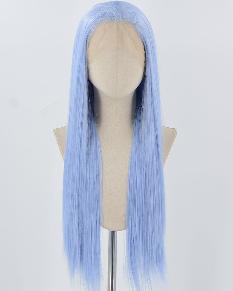 Blue Long Straight Synthetic Lace Front Wig WW849