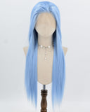 Blue Long Straight Synthetic Lace Front Wig WW994