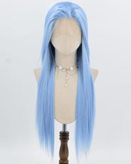 Blue Long Straight Synthetic Lace Front Wig WW994