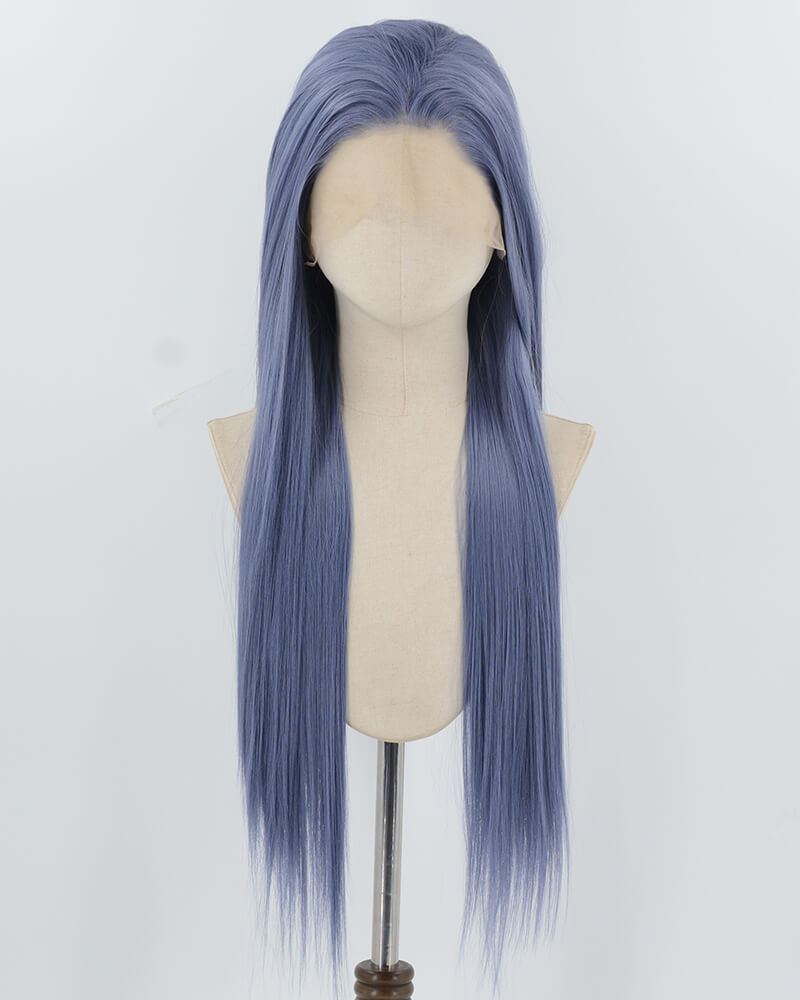 Dark Blue Long Straight Synthetic Lace Front Wig WW956