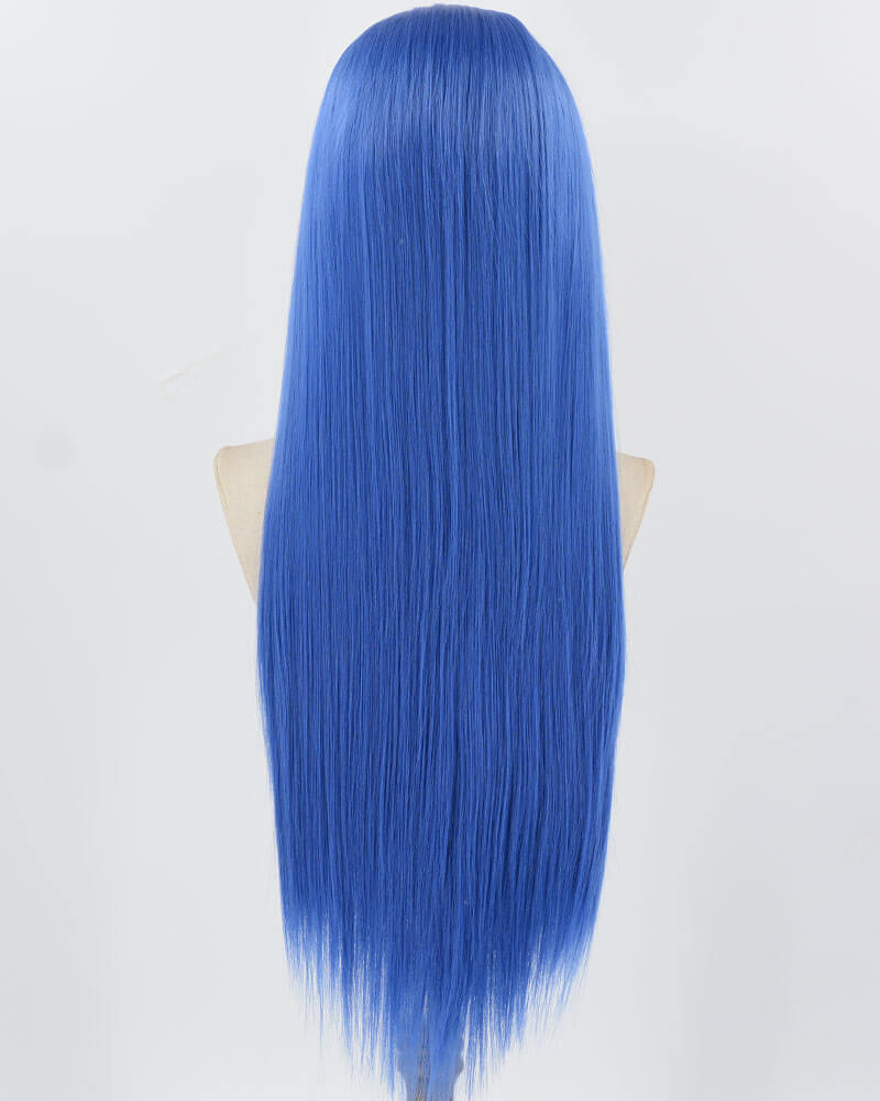 Blue Long Straight Synthetic Lace Front Wig WW1038