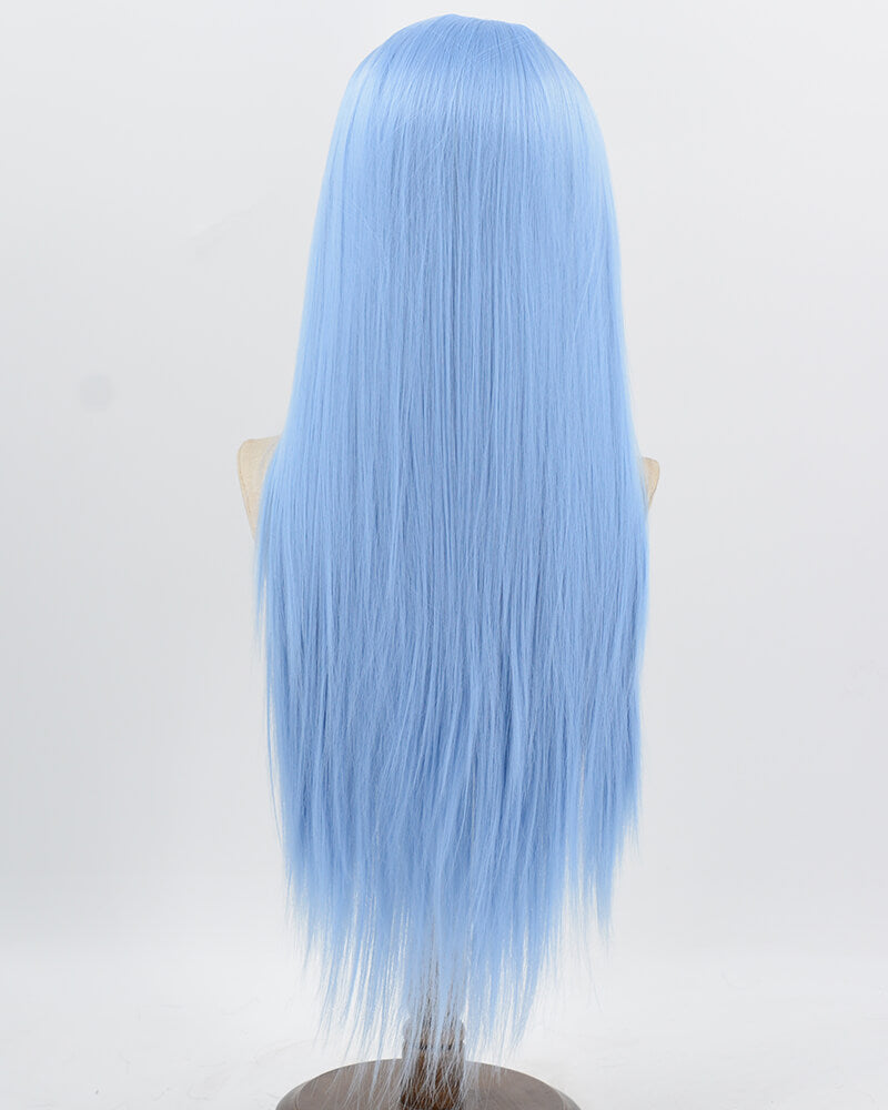 Blue Long Straight Synthetic Lace Front Wig WW994