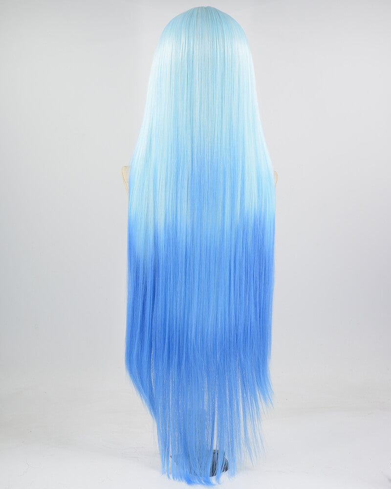 38Inch Long Ombre Blue Synthetic Lace Wig WW661