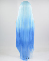 38Inch Long Ombre Blue Synthetic Lace Wig WW661
