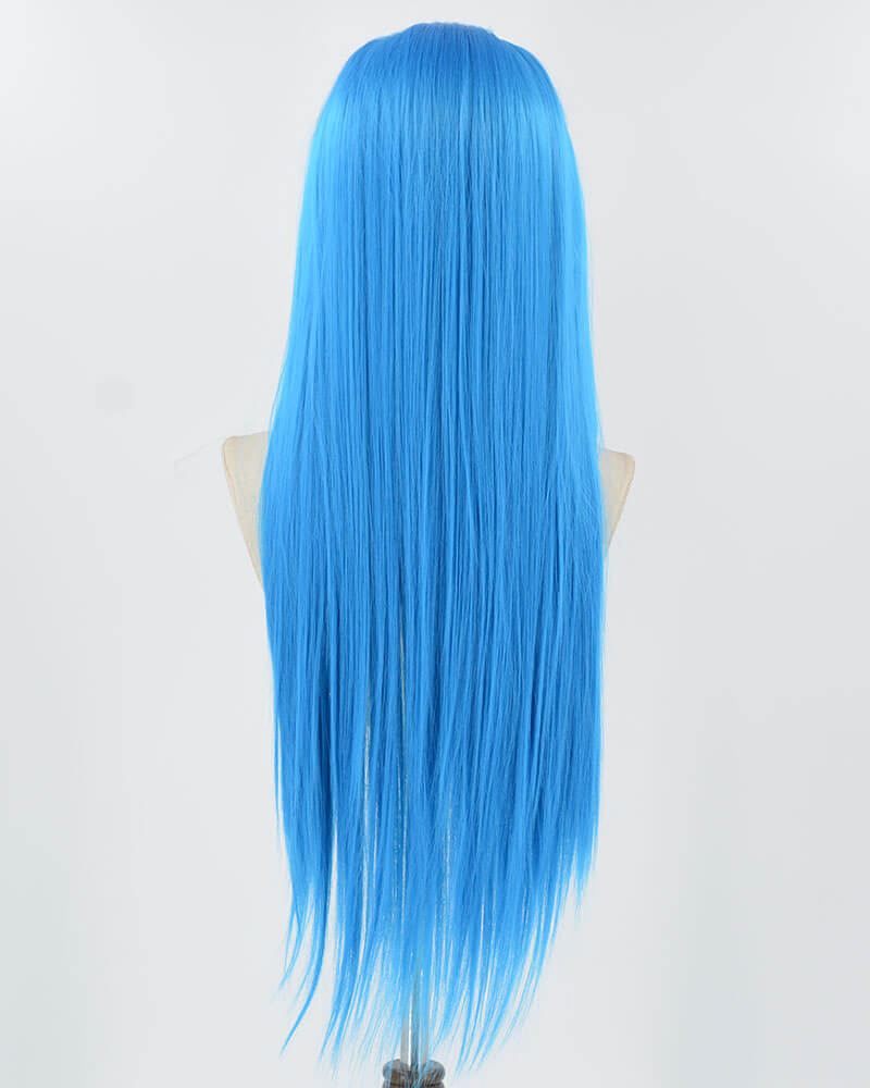 Blue Long Straight Synthetic Lace Front Wig WW859