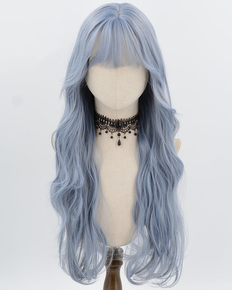 Blue Long Curly Synthetic Wig HW805
