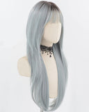 Ombre Blue Long Synthetic Wig HW682