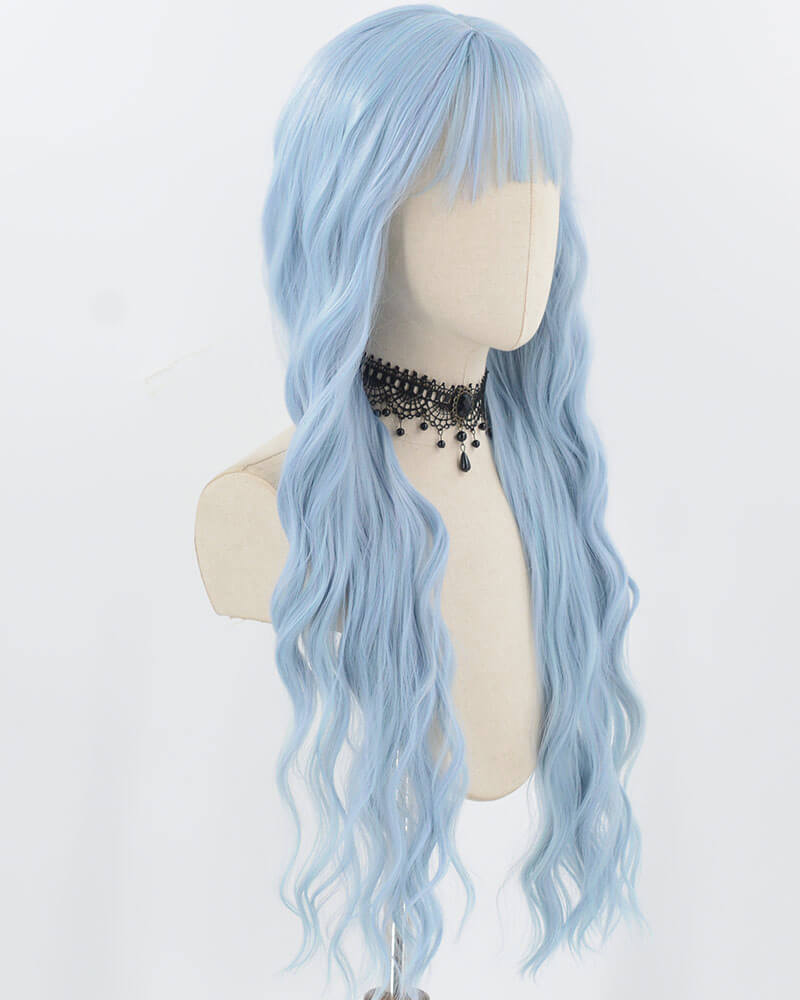 Blue Long Curly Synthetic Wig HW677
