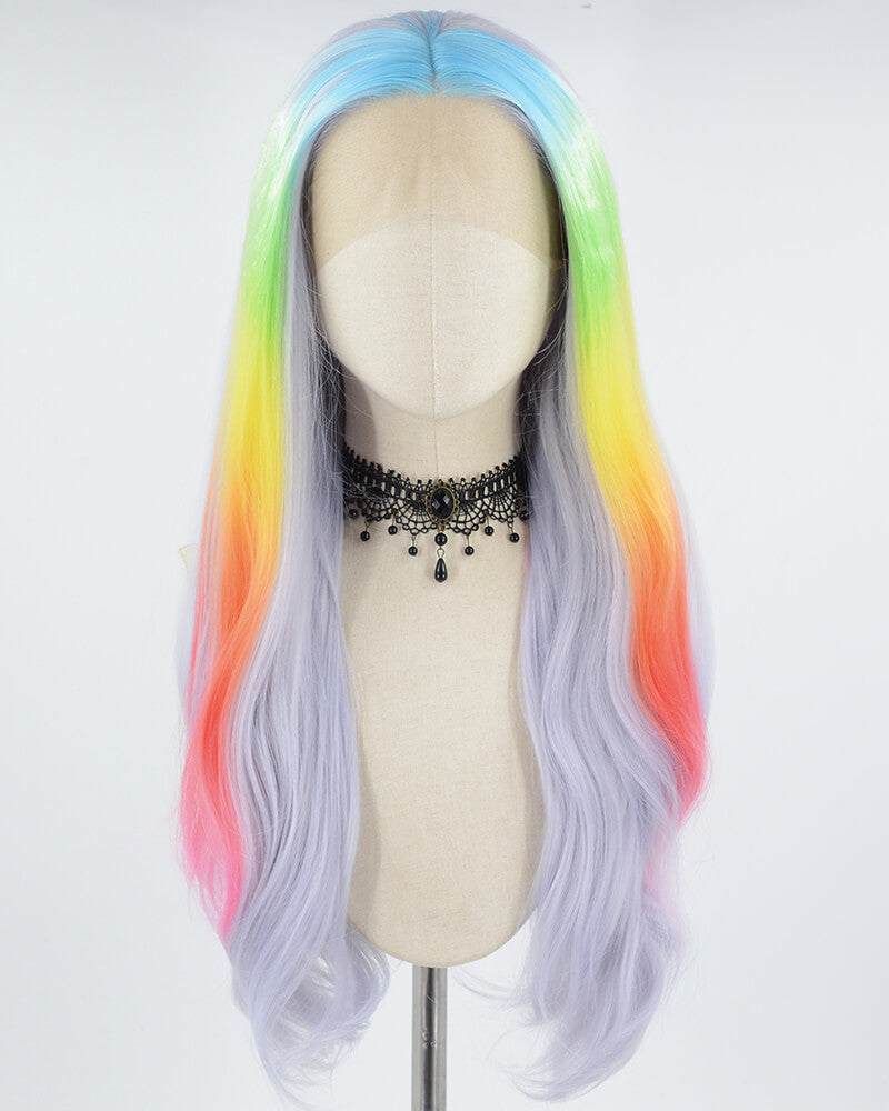 Blue Rainbow Purple Synthetic Lace Front Wig WT252
