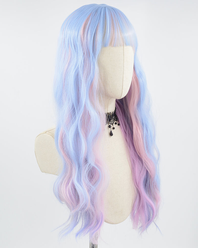 Blue Purple Curly Synthetic Wig HW404