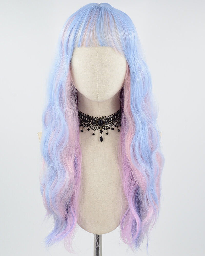 Blue Purple Curly Synthetic Wig HW404