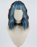 Blue Short Curly Black Synthetic Wig HW294