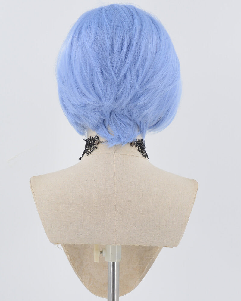 Blue Short Synthetic Lace Front Men's Wig MW012