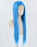 Blue Long Straight Synthetic Lace Front Wig WW859
