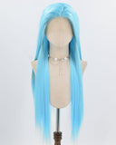 Blue Long Straight Synthetic Lace Front Wig WW982