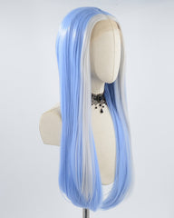 Silver Streaked Blue Synthetic Lace Front Wig WT222