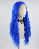 Blue Curly Long Synthetic Lace Front Wig WW586